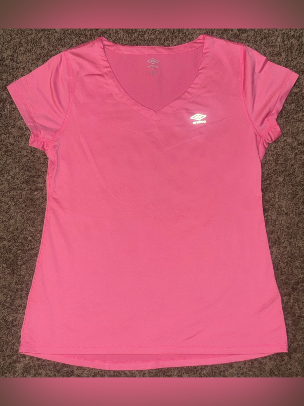 Umbro Women's Hot Pink V-Neck Short Sleeve Tee